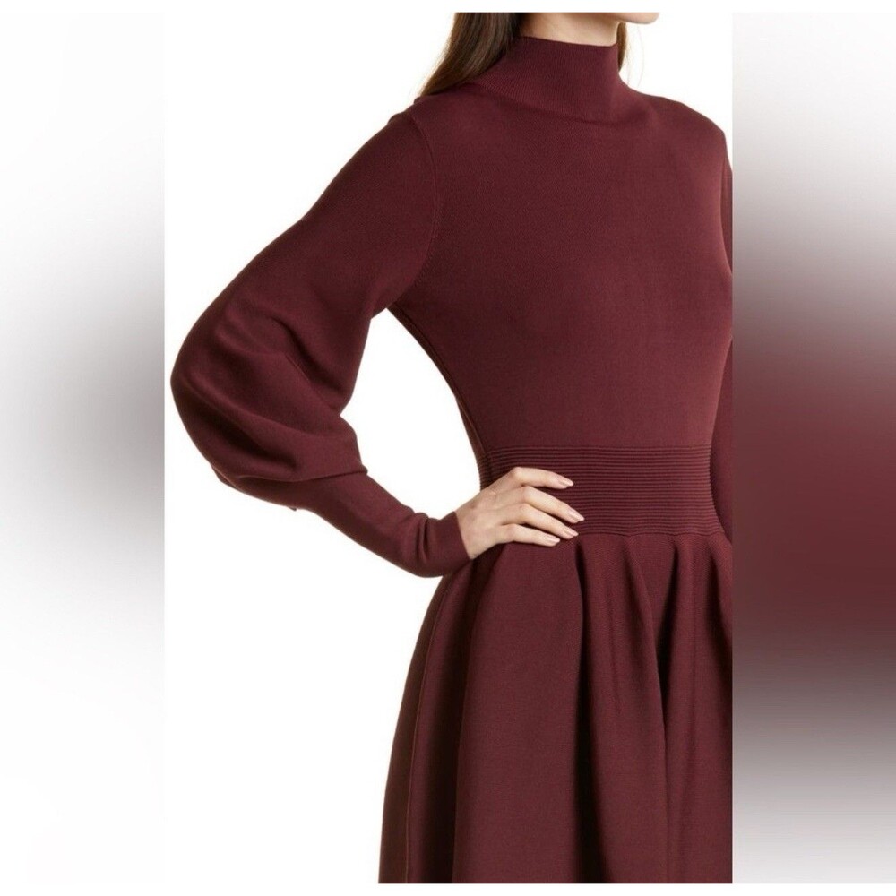 Ted Baker Naydine Balloon Sleeve Fitted Skater Dress In Merlot Sz 8 New (Sm Snag - Picture 10 of 12